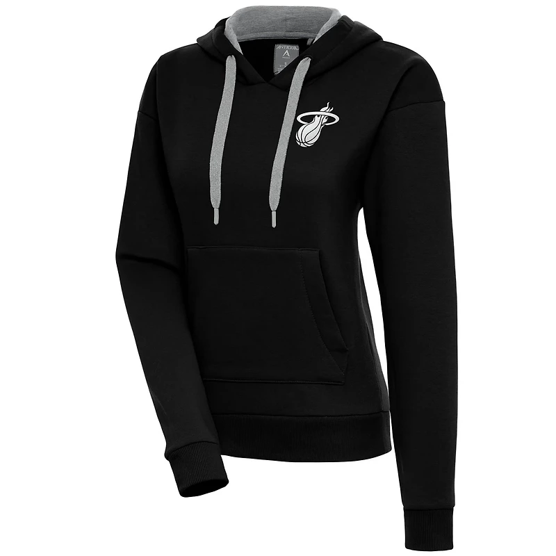 Antigua Miami Heat Brushed Metallic Victory Pullover Hoodie