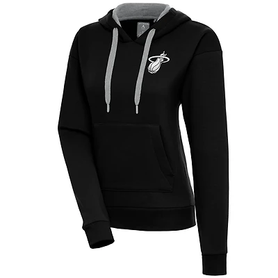Antigua Miami Heat Brushed Metallic Victory Pullover Hoodie
