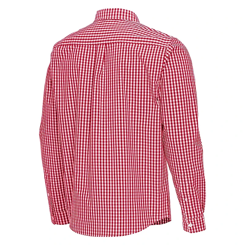 Antigua Miami Heat Ellis Woven Tri-Blend Button-Down Shirt