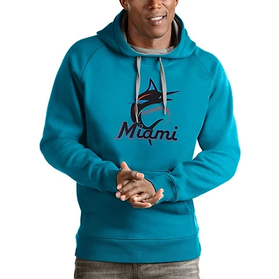 Antigua Miami Marlins Victory Pullover Team Logo Hoodie