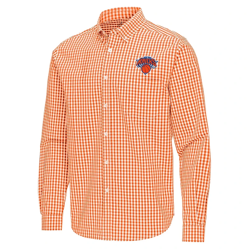 Antigua New York Knicks Ellis Woven Tri-Blend Button-Down Shirt
