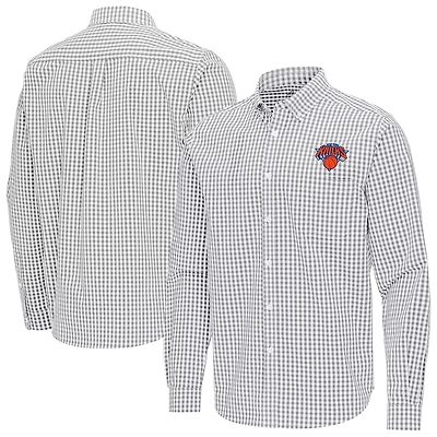 Antigua New York Knicks Ellis Woven Tri-Blend Button-Down Shirt