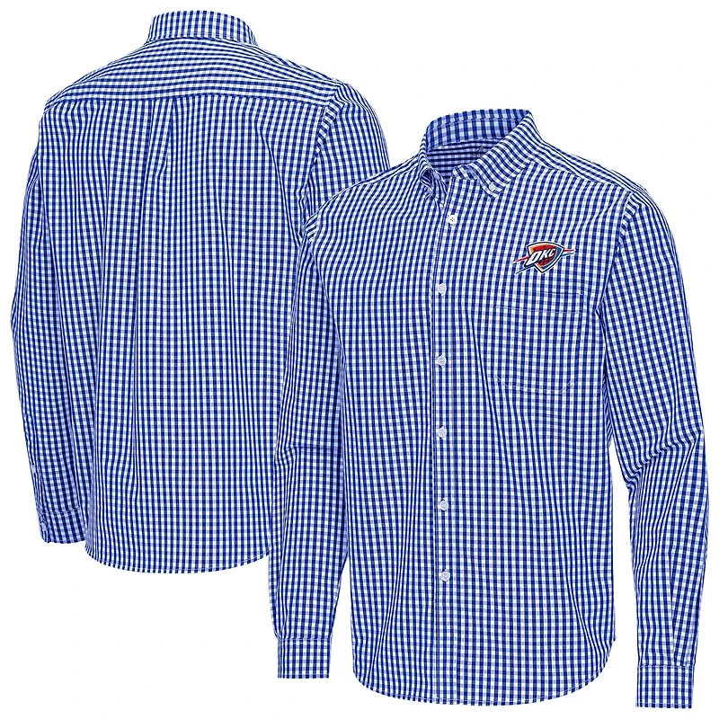 Antigua Oklahoma City Thunder Ellis Woven Tri-Blend Button-Down Shirt