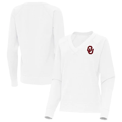 Antigua Oklahoma Sooners Varsity V-Neck Tri-Blend Pullover Sweatshirt