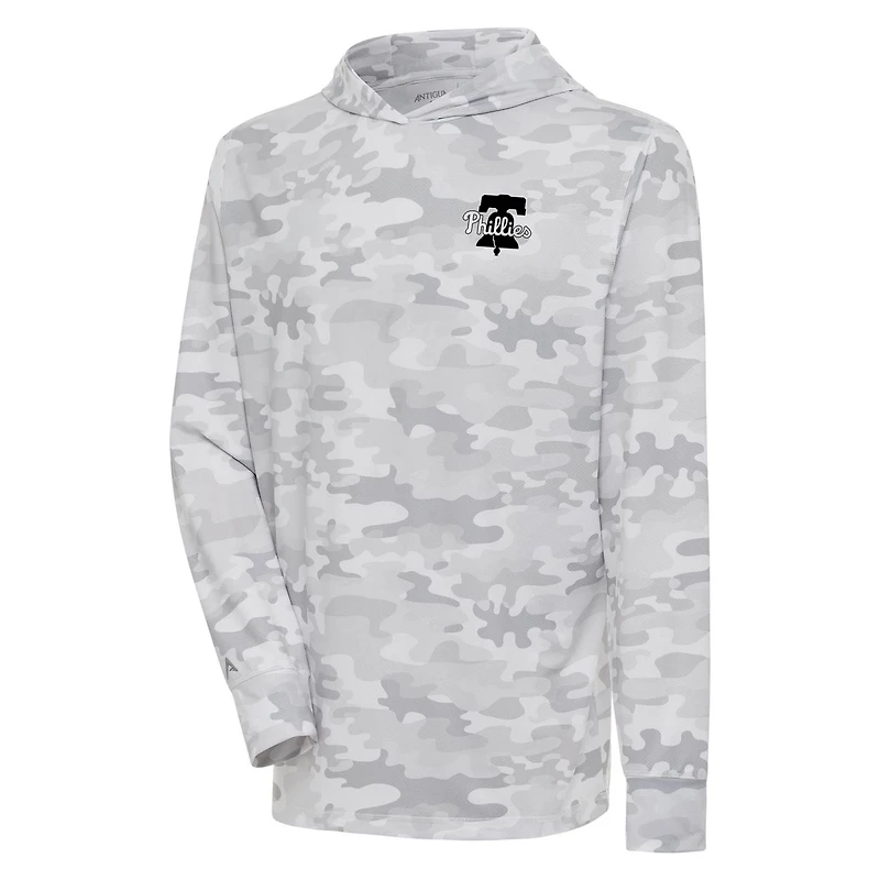 Antigua Philadelphia Phillies Brushed Metallic Logo Sector Pullover Hoodie