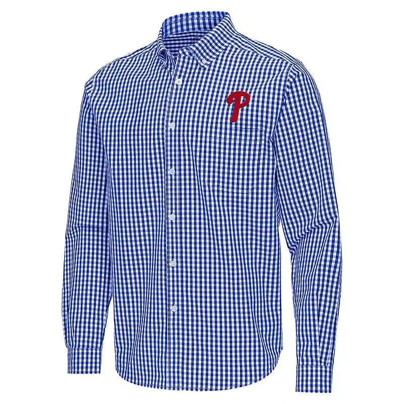 Antigua Philadelphia Phillies Ellis Woven Tri-Blend Button-Down Shirt