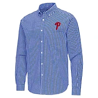 Antigua Philadelphia Phillies Ellis Woven Tri-Blend Button-Down Shirt