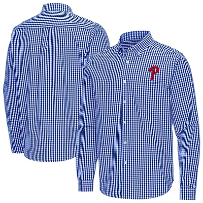 Antigua Philadelphia Phillies Ellis Woven Tri-Blend Button-Down Shirt