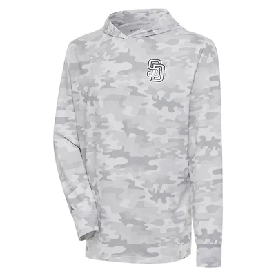 Antigua San Diego Padres Brushed Metallic Logo Sector Pullover Hoodie