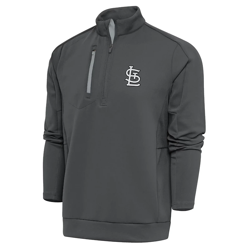 Antigua St Louis Cardinals Metallic Generation Quarter-Zip Pullover Top