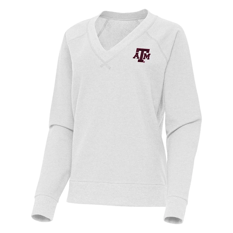 Antigua Texas AM Aggies Varsity V-Neck Tri-Blend Pullover Sweatshirt