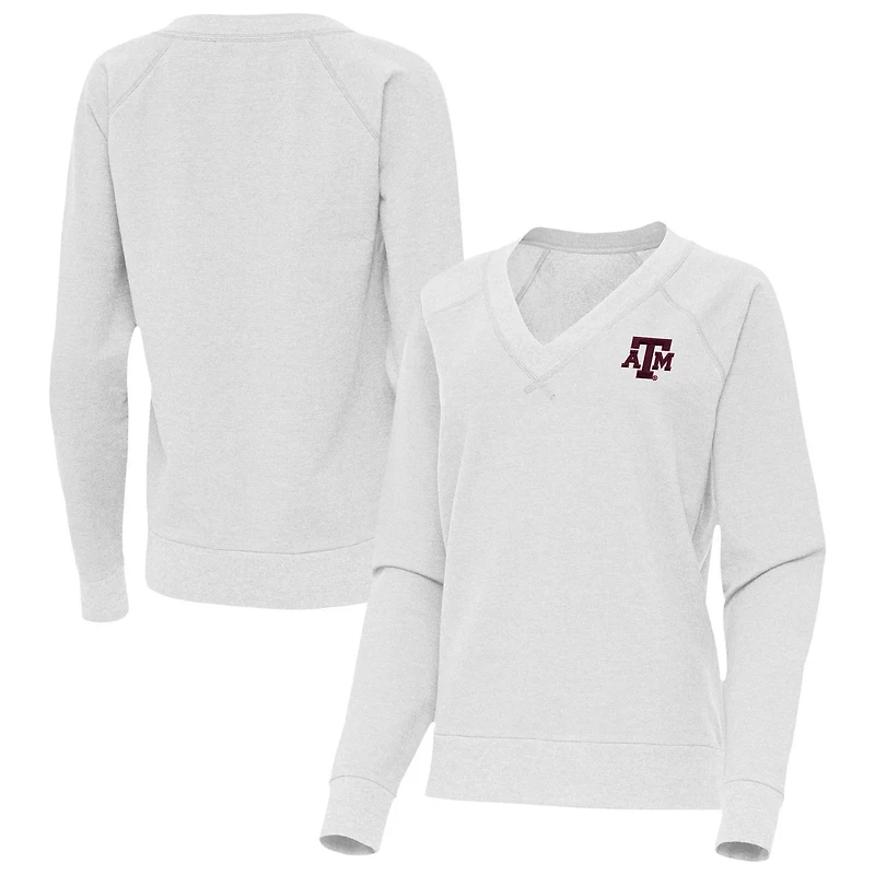 Antigua Texas AM Aggies Varsity V-Neck Tri-Blend Pullover Sweatshirt