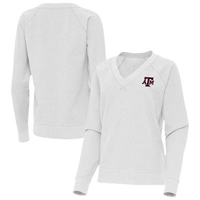 Antigua Texas AM Aggies Varsity V-Neck Tri-Blend Pullover Sweatshirt