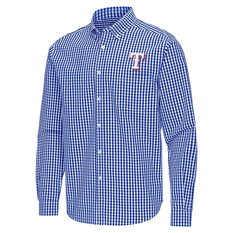 Antigua Texas Rangers Ellis Woven Tri-Blend Button-Down Shirt