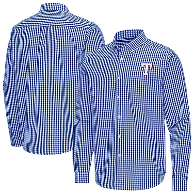 Antigua Texas Rangers Ellis Woven Tri-Blend Button-Down Shirt