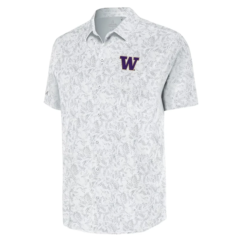 Antigua Washington Huskies Lush Button-Up Shirt