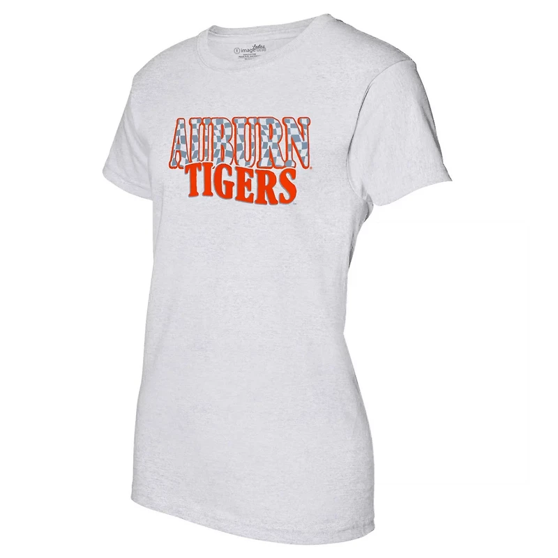 Auburn Tigers Checkered Team Name Wavy Tri-Blend T-Shirt
