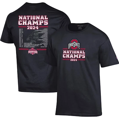 Champion Ohio State Buckeyes College Football Playoff 2024 National Champions Schedule T-Shirt