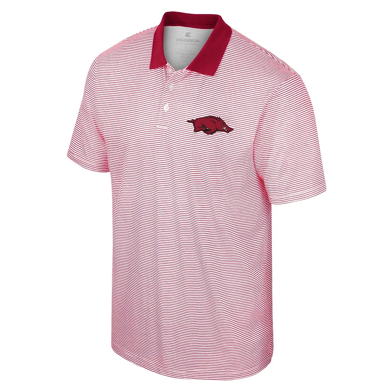 Colosseum /Cardinal Arkansas Razorbacks Print Stripe Polo
