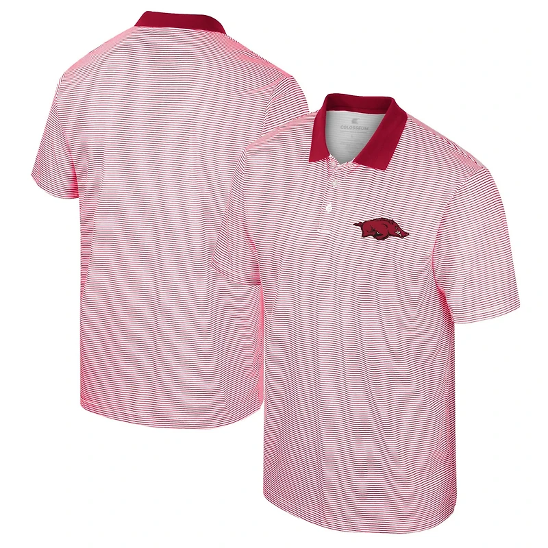 Colosseum /Cardinal Arkansas Razorbacks Print Stripe Polo