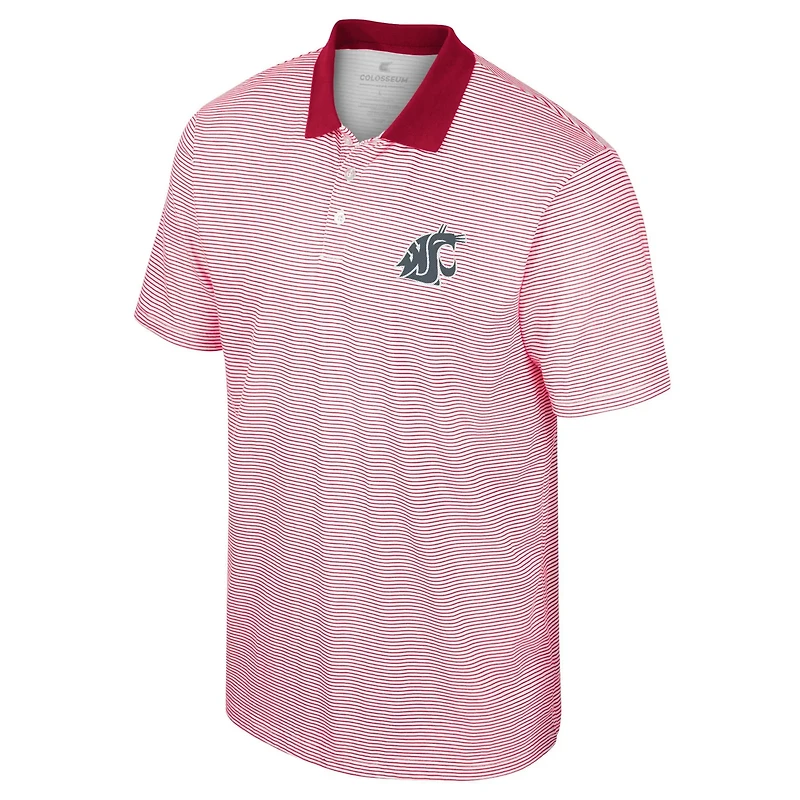Colosseum /Crimson Washington State Cougars Print Stripe Polo