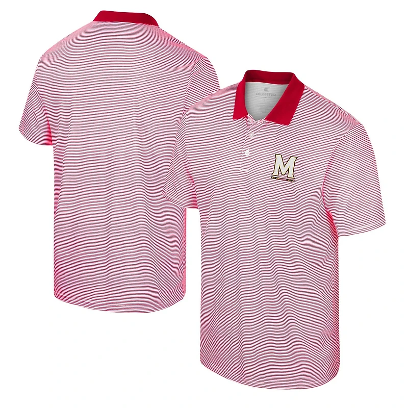 Colosseum /Red Maryland Terrapins Print Stripe Polo