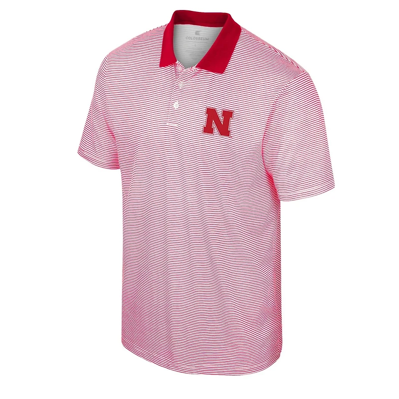 Colosseum /Scarlet Nebraska Huskers Print Stripe Polo