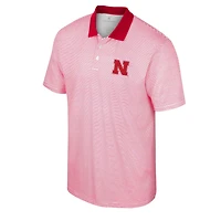 Colosseum /Scarlet Nebraska Huskers Print Stripe Polo