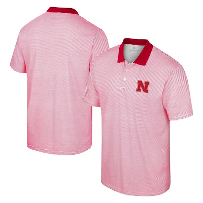Colosseum /Scarlet Nebraska Huskers Print Stripe Polo