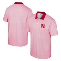 Colosseum /Scarlet Nebraska Huskers Print Stripe Polo