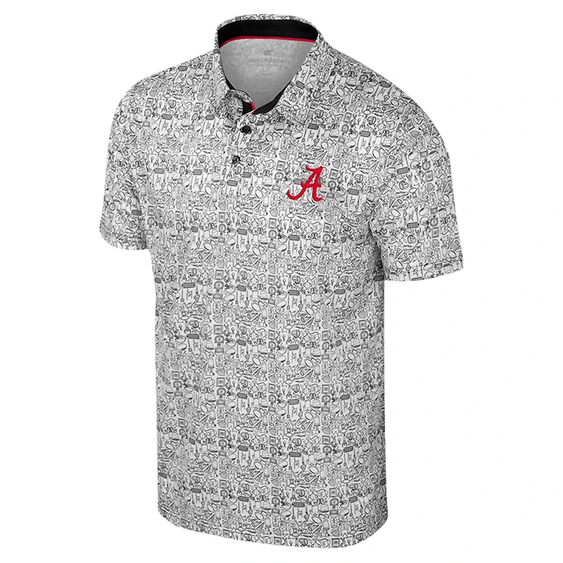 Colosseum Alabama Crimson Tide Big Tall It's Time Allover Printed Polo