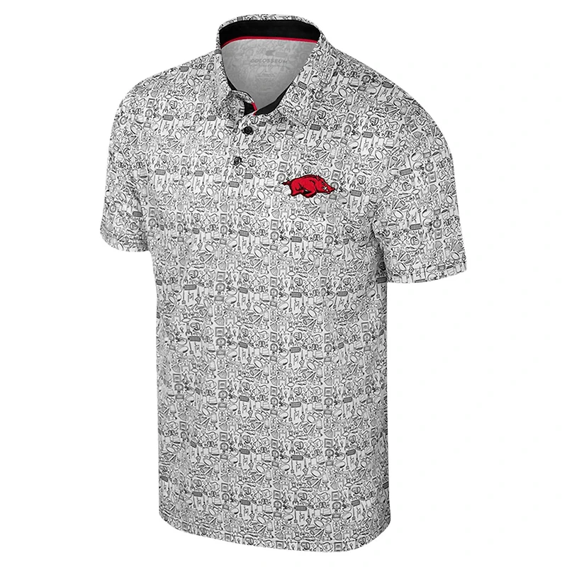 Colosseum Arkansas Razorbacks Big  Tall It's Time Allover Printed Polo