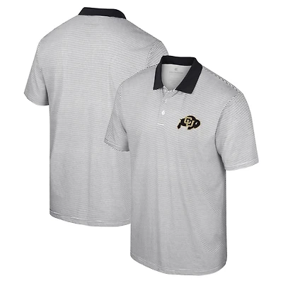 Colosseum Black Colorado Buffaloes Print Stripe Polo