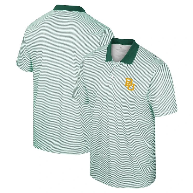 Colosseum /Green Baylor Bears Print Stripe Polo