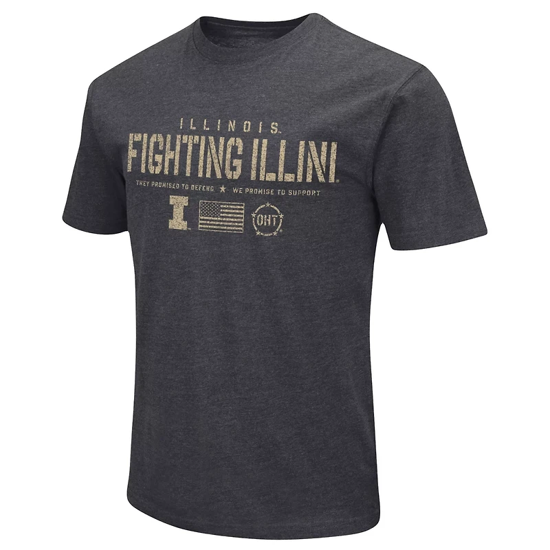 Colosseum Heather Illinois Fighting Illini Big  Tall OHT Military Appreciation Playbook T-Shirt