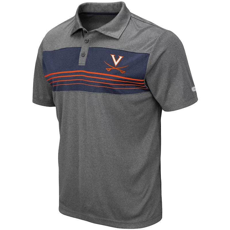 Colosseum Heathered Charcoal Virginia Cavaliers Wordmark Smithers Polo
