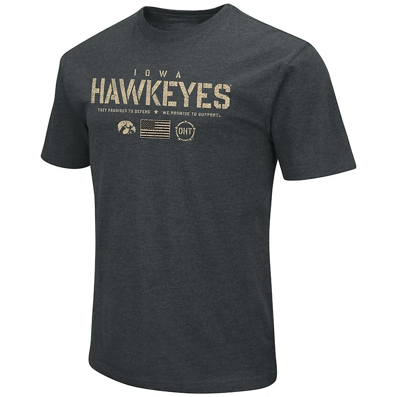 Colosseum Heathered Iowa Hawkeyes OHT Military Appreciation Flag 20 T-Shirt