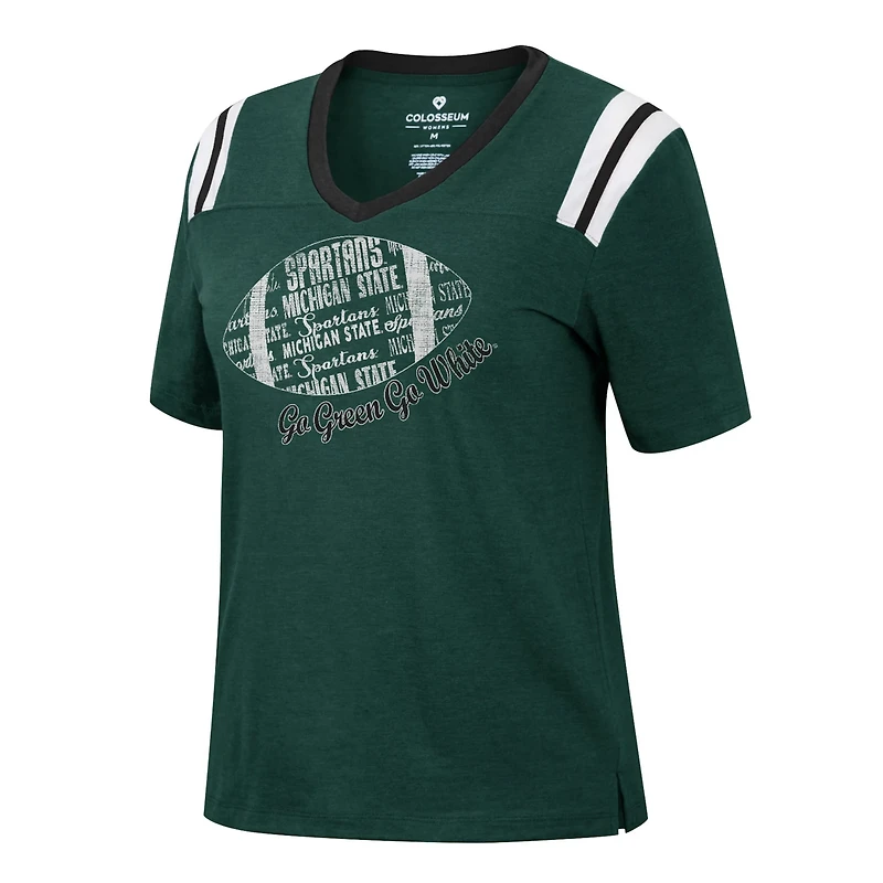 Colosseum Heathered Michigan State Spartans 15 Min Early Football V-Neck T-Shirt