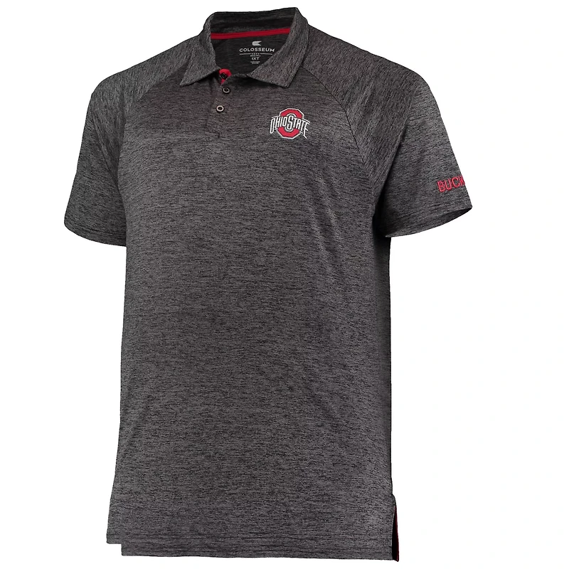 Colosseum Heathered Ohio State Buckeyes Big  Tall Down Swing Polo