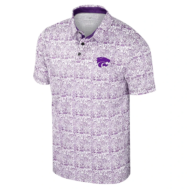 Colosseum Kansas State Wildcats It's Time Allover Print Polo