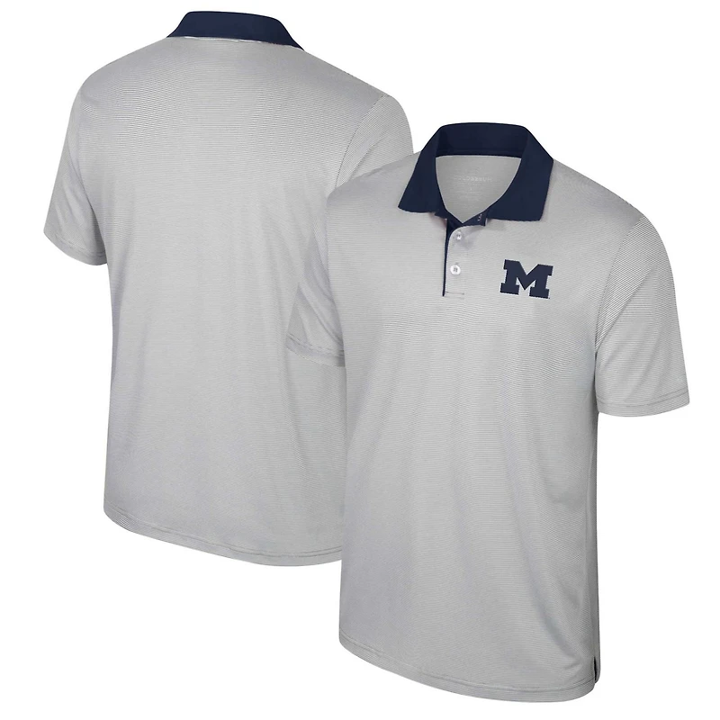 Colosseum Michigan Wolverines Big Tall Tuck Striped Polo