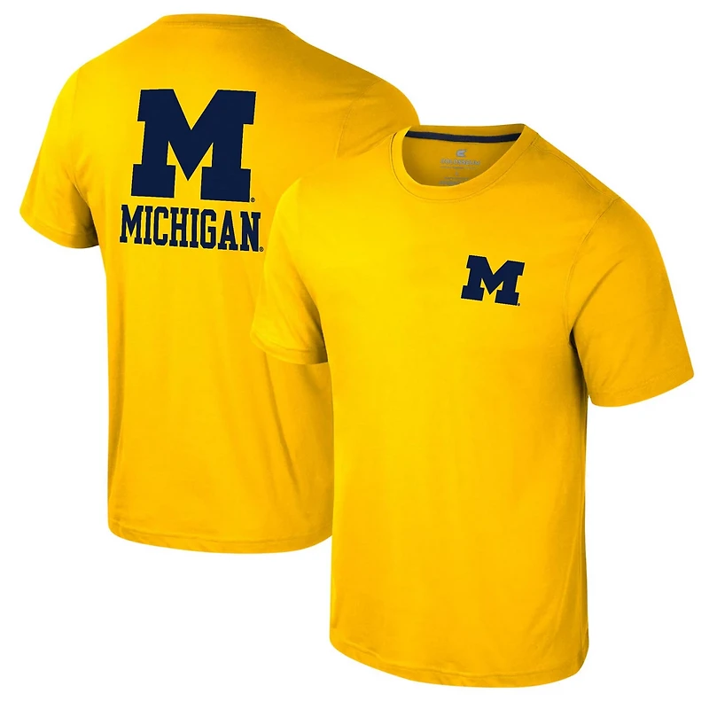 Colosseum Michigan Wolverines Logo Lockup 2-Hit Active Blend T-Shirt
