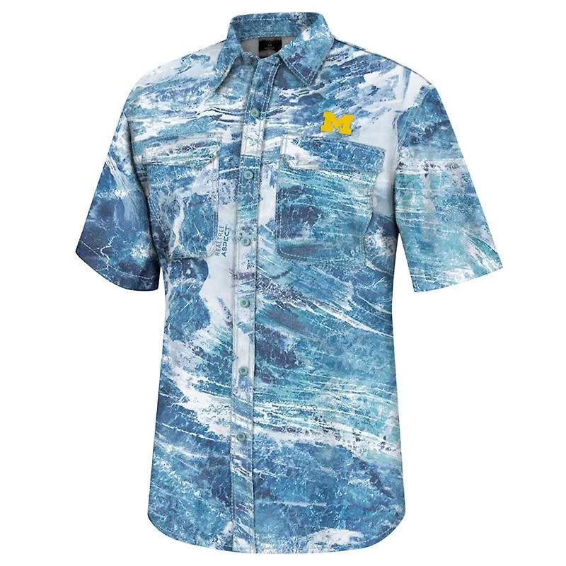 Colosseum Michigan Wolverines Realtree Aspect Charter Full-Button Fishing Shirt
