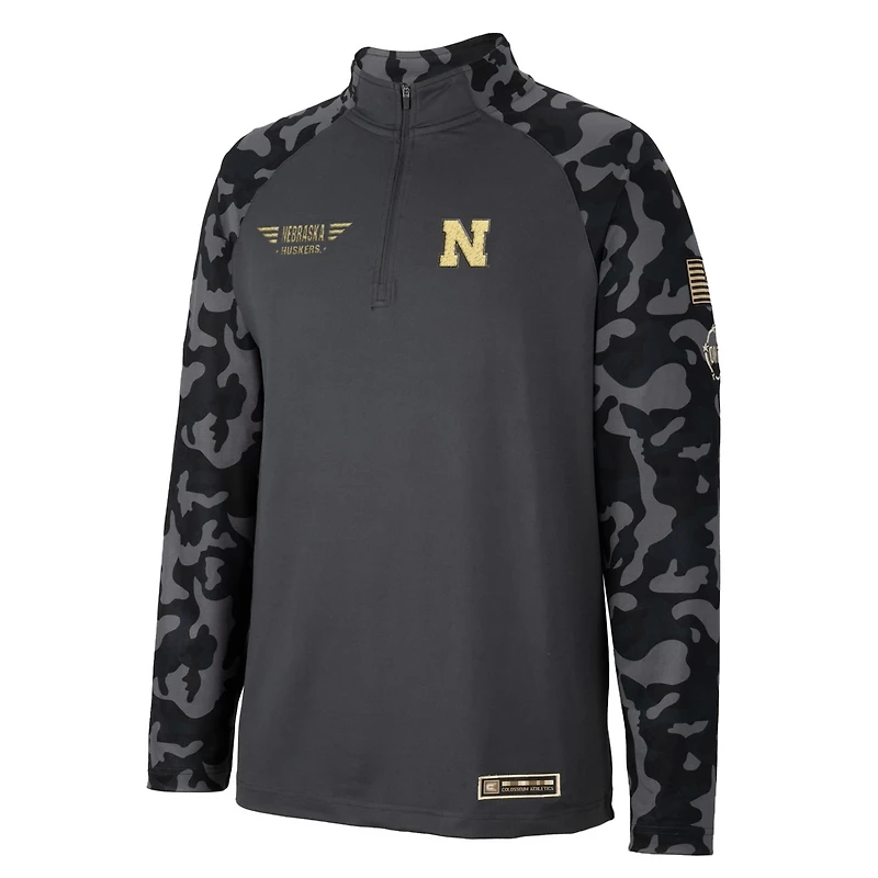 Colosseum Nebraska Huskers OHT Military Appreciation Long Range Raglan Quarter-Zip Jacket