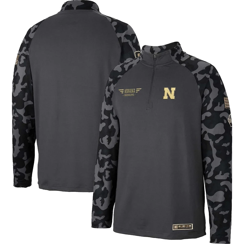 Colosseum Nebraska Huskers OHT Military Appreciation Long Range Raglan Quarter-Zip Jacket