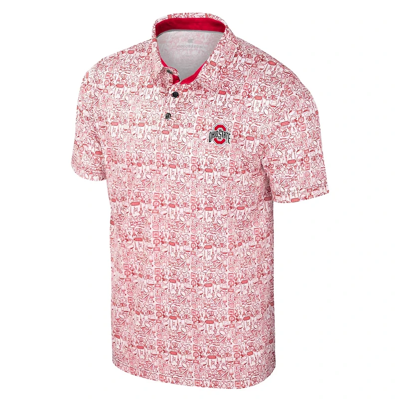 Colosseum Ohio State Buckeyes It's Time Allover Print Polo