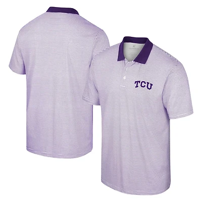 Colosseum Purple TCU Horned Frogs Print Stripe Polo