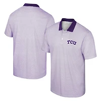 Colosseum Purple TCU Horned Frogs Print Stripe Polo
