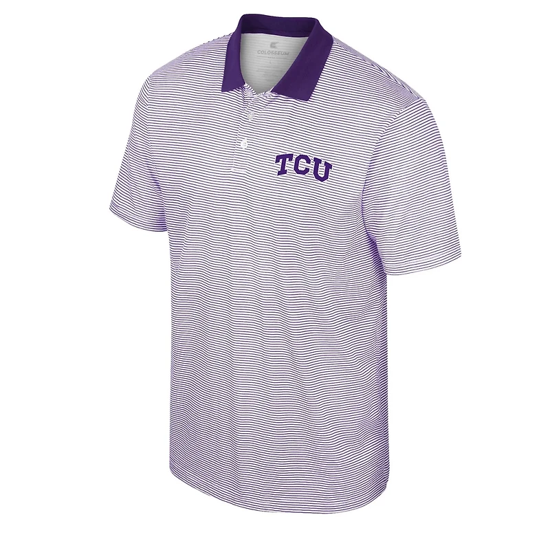 Colosseum Purple TCU Horned Frogs Print Stripe Polo