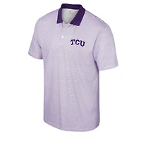 Colosseum Purple TCU Horned Frogs Print Stripe Polo